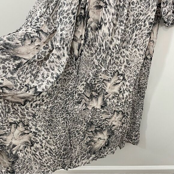 NWT All Saints Amara Laertes Midi Dress Size 4 Ecru Leopard Print Long Sleeve - Picture 8 of 11